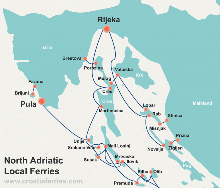 Noth Adriatic Croatia Ferry Map1 768x658 